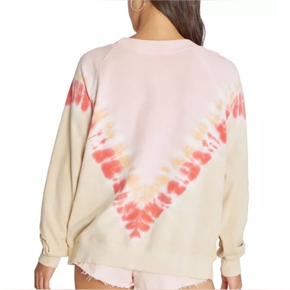 WILDFOX Grapefruit Sommers Tie Dye Sweatshirt Distressed Ripped Pullover Large